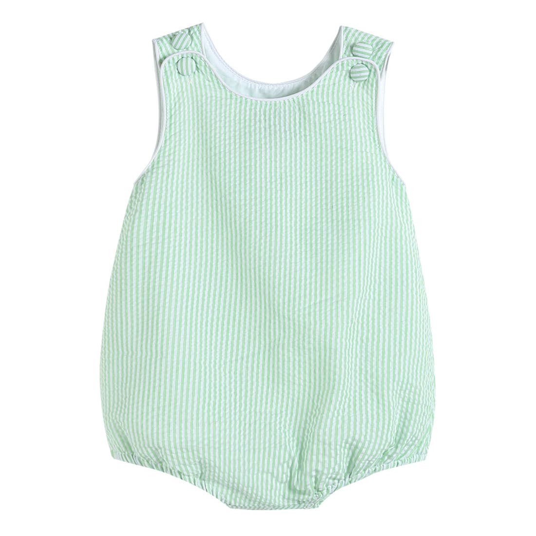Classic Green Seersucker Baby and Toddler Bubble Romper