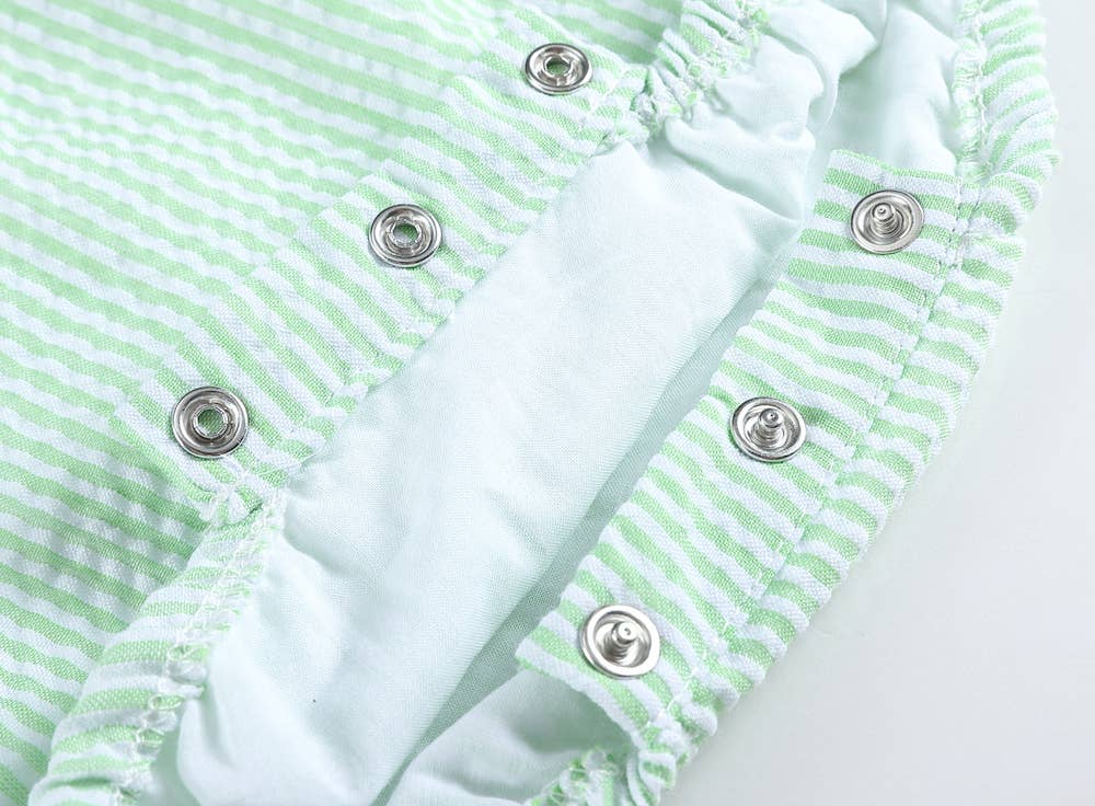 Classic Green Seersucker Baby and Toddler Bubble Romper