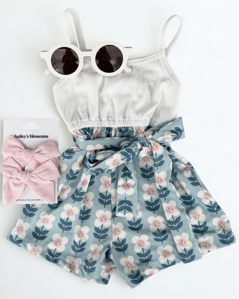 Betty Camisole Romper - Floral Sky