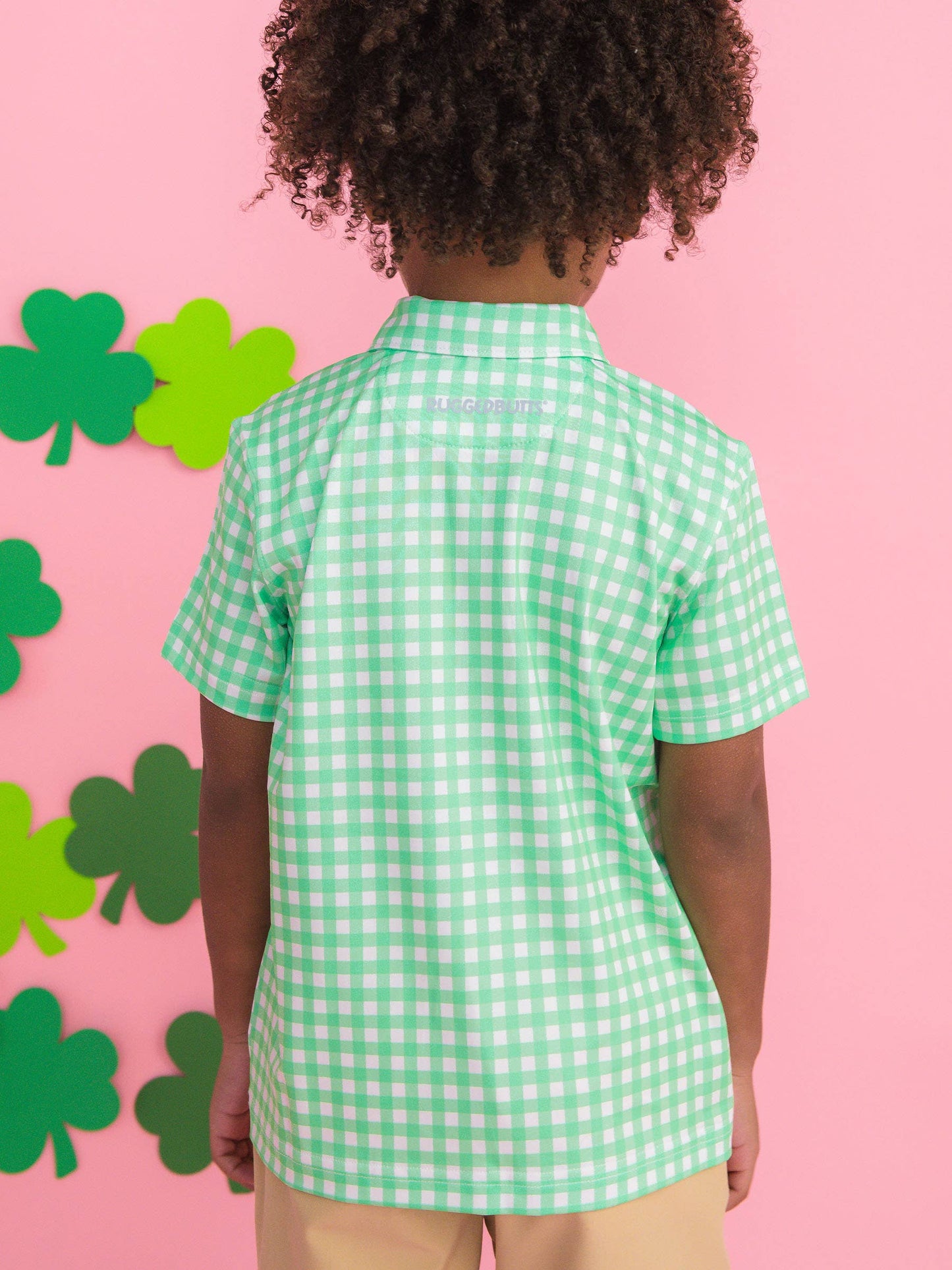 Boys Classic Spring Bud Gingham Knit Short Sleeve Performance Polo