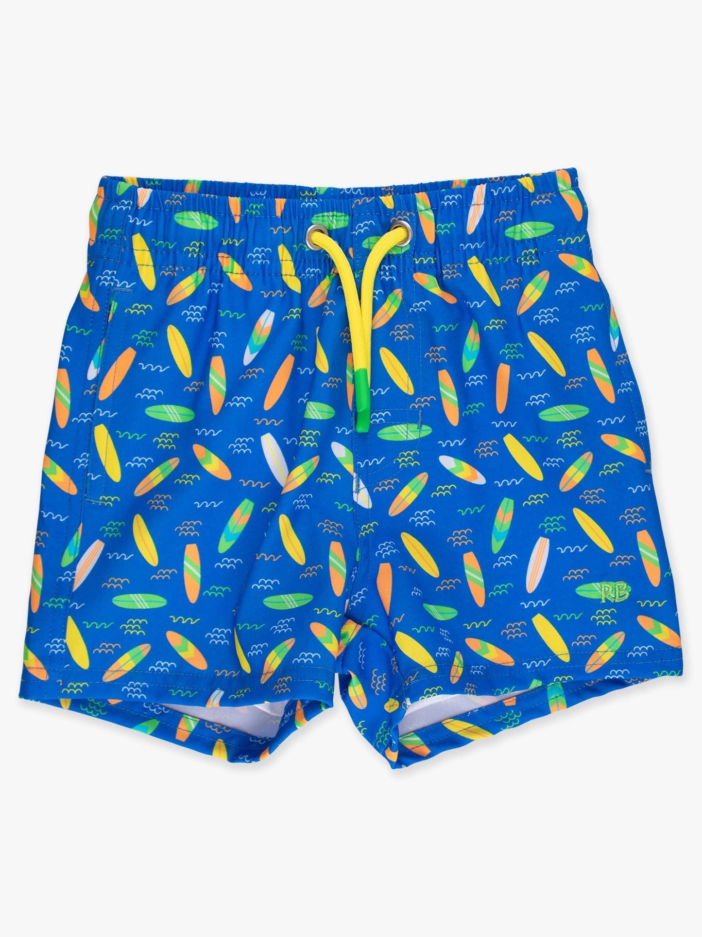 Boys Neon Surfs Up Surfboard Performance Hybrid Swim Trunks