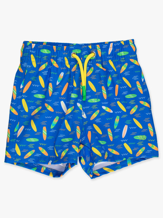 Boys Neon Surfs Up Surfboard Performance Hybrid Swim Trunks