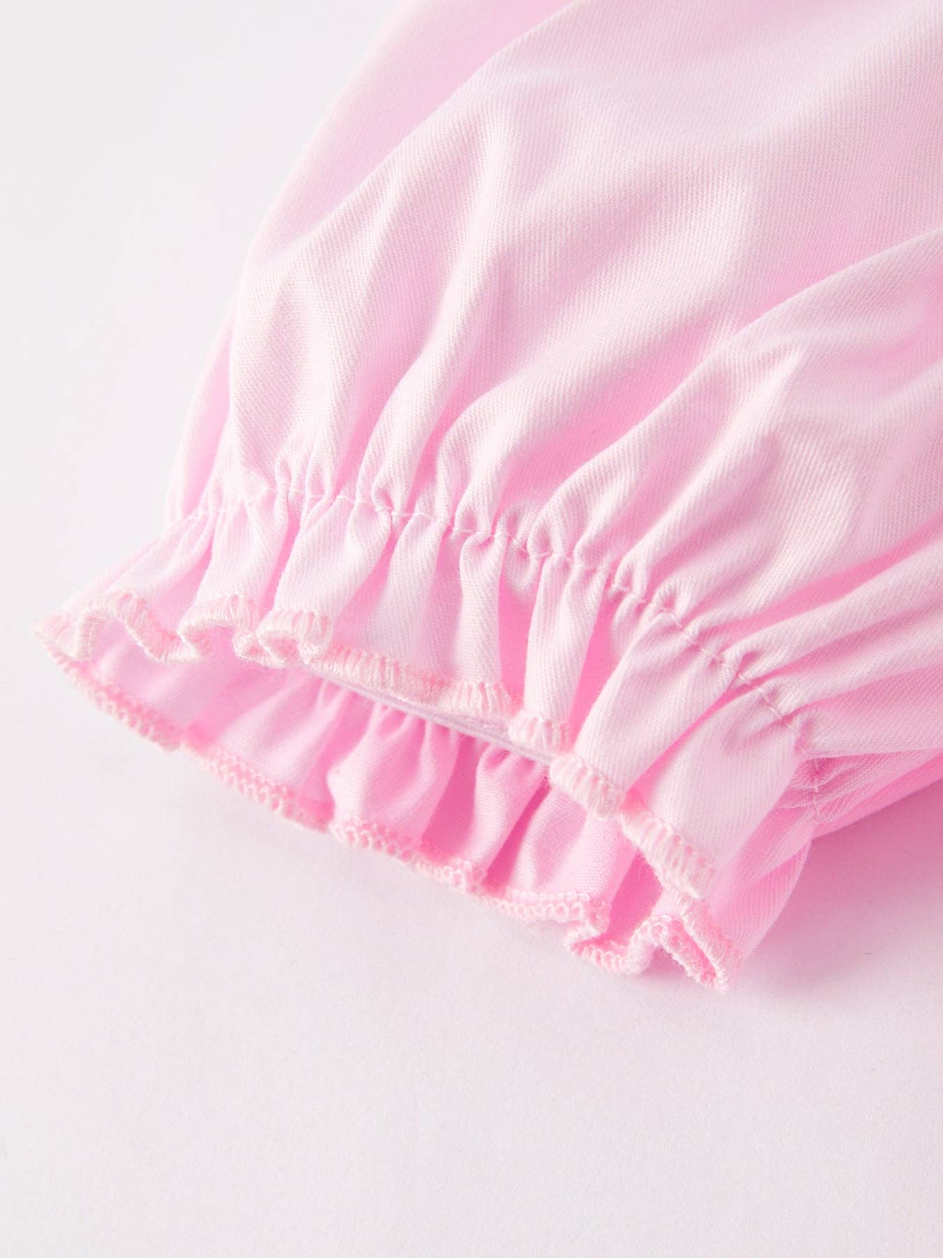 White Bow Smock Embroidered Pink Dress