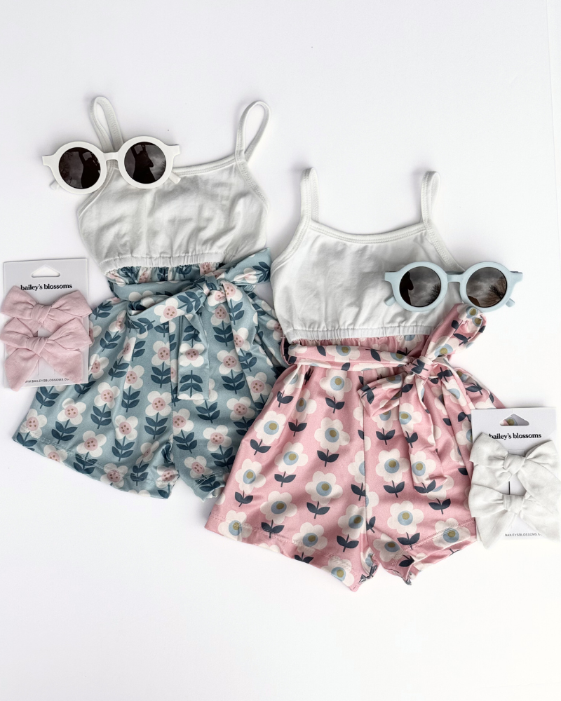 Betty Camisole Romper - Floral Sky