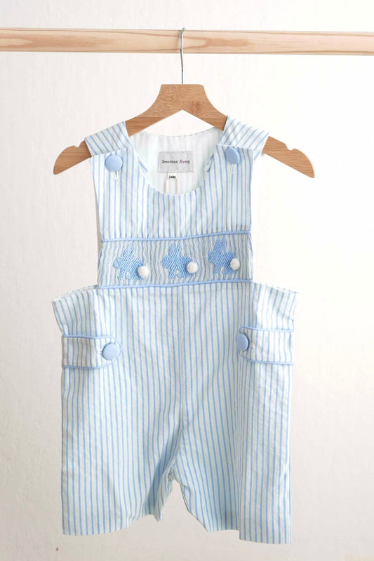 Blue Easter Bunny Hand-Smocked Jon Jon