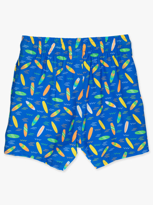 Boys Neon Surfs Up Surfboard Performance Hybrid Swim Trunks