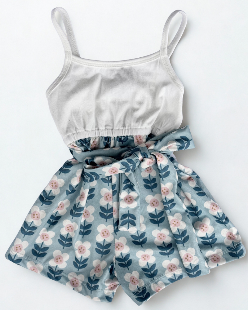 Betty Camisole Romper - Floral Sky