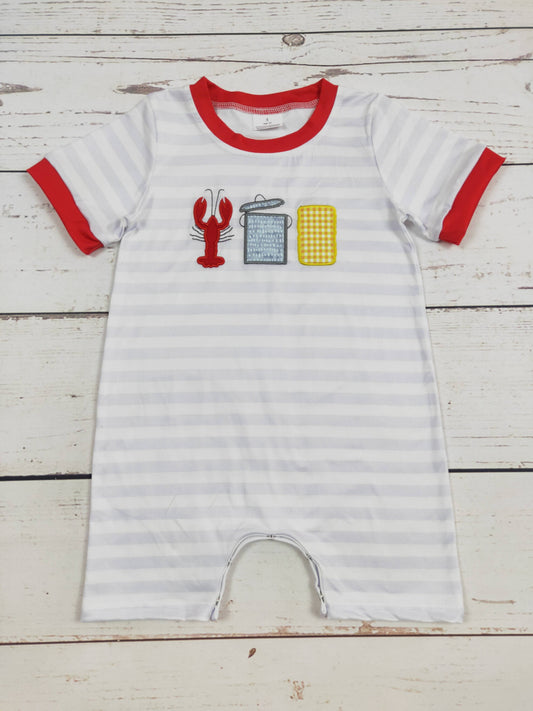 Baby Boy Stripe Crawfish Appliqué Romper