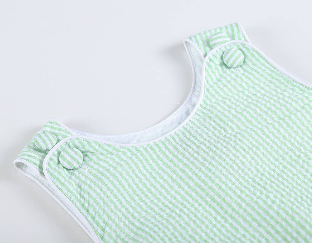 Classic Green Seersucker Baby and Toddler Bubble Romper